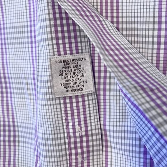 Peter Millar Purple Gray White Button Up Dress Shirt Men's size XL - Picture 5 of 5